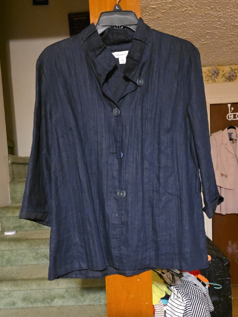 Coldwater Creek Navy Button-Front Jacket
